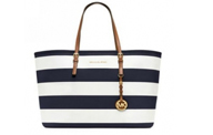MICHAEL KORS STRIPED LOGO LARGE BLUE TOTES